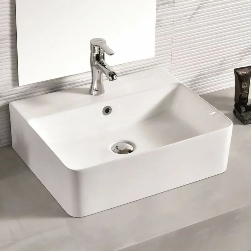 Lavoar pe blat Inter Ceramic Art dreptunghiular alb lucios 52 cm