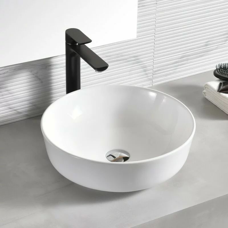 Lavoar pe blat Inter Ceramic Art rotund alb lucios 41.5 cm
