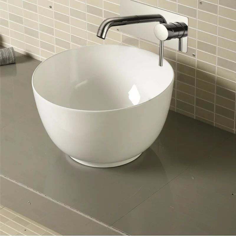 Lavoar pe blat Inter Ceramic Art rotund alb lucios 41 cm
