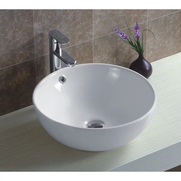 Lavoar pe blat Inter Ceramic Art rotund alb lucios 43 cm