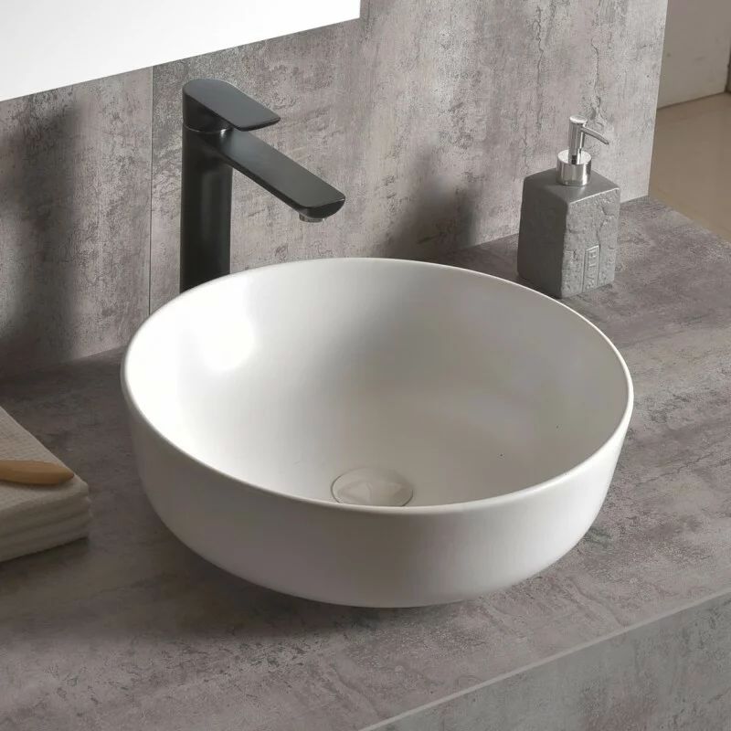 Lavoar pe blat Inter Ceramic Art rotund alb mat 41.5 cm