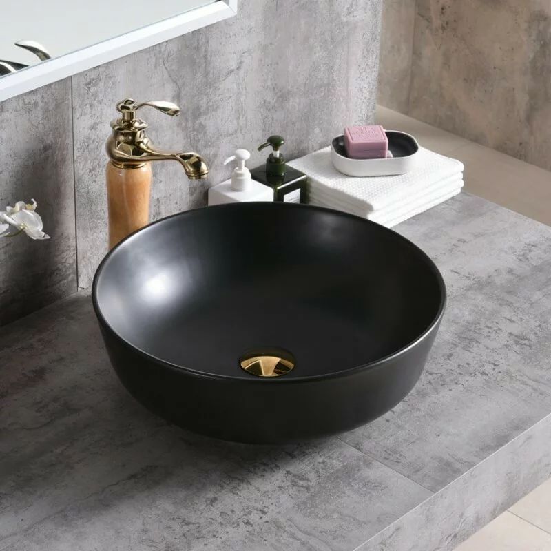 Lavoar pe blat Inter Ceramic Art rotund negru mat 41.5 cm