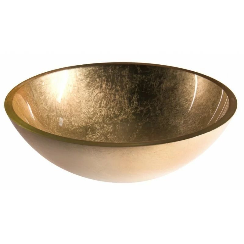 Lavoar pe blat Inter Ceramic din sticla rotund auriu lucios 42 cm
