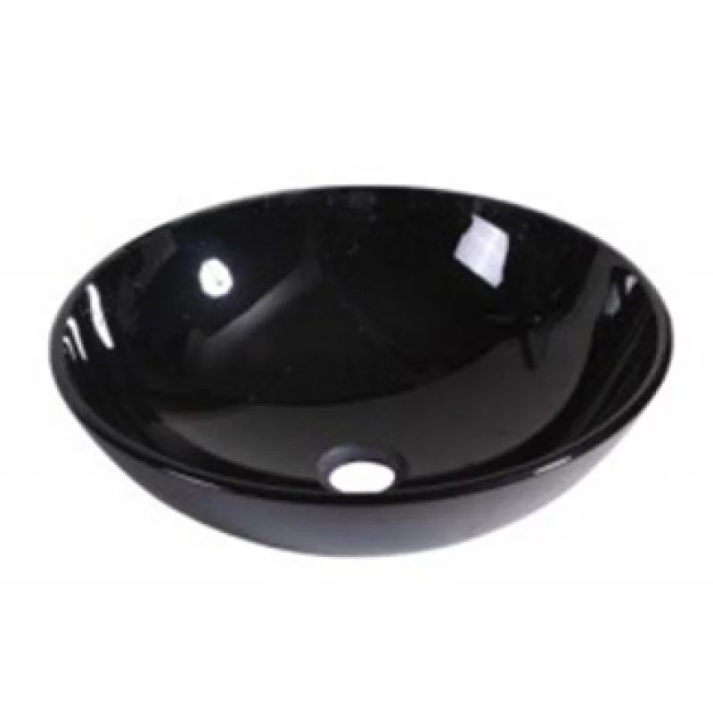 Lavoar pe blat Inter Ceramic rotund negru lucios 42 cm