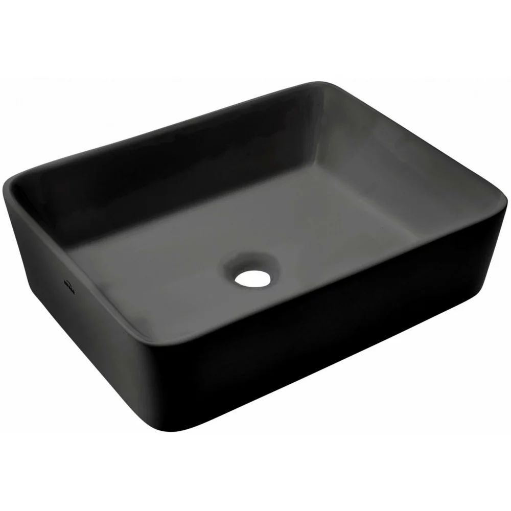Lavoar pe blat negru mat Invena Paros 47 cm