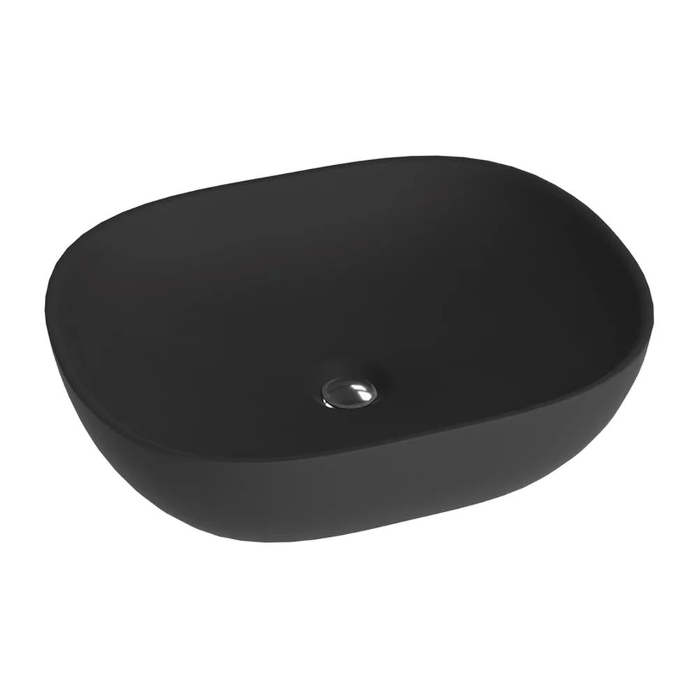 Lavoar pe blat Rune Alva oval 47 cm negru mat