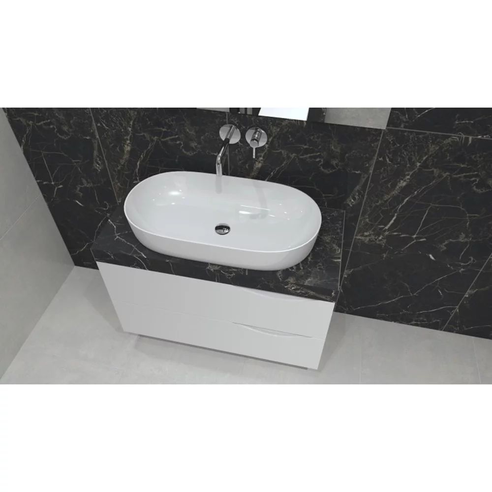 Lavoar pe blat Rune Dagaz oval 81 cm alb lucios