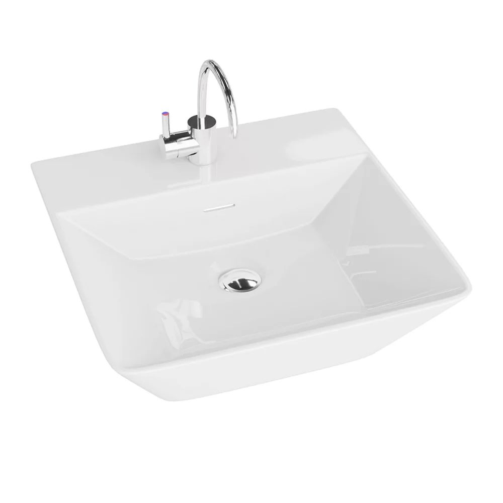 Lavoar pe blat Rune Eskil dreptunghiular 42 cm alb lucios