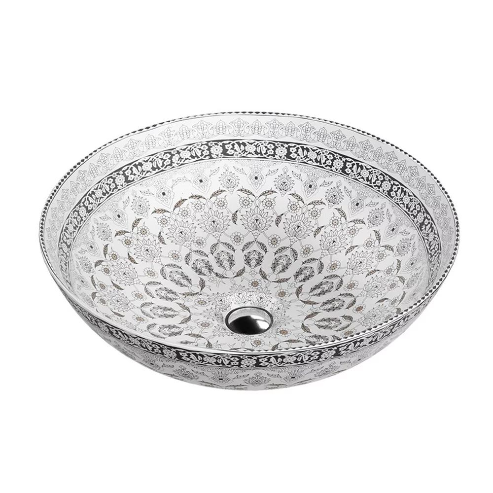 Lavoar pe blat Rune Estrid Kolor rotund 40 cm alb-gri