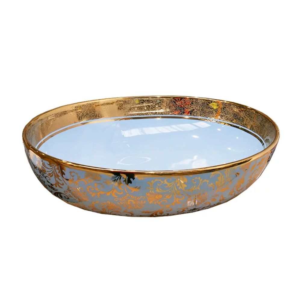 Lavoar pe blat Rune Ingvar oval 51 cm albastru-auriu lucios