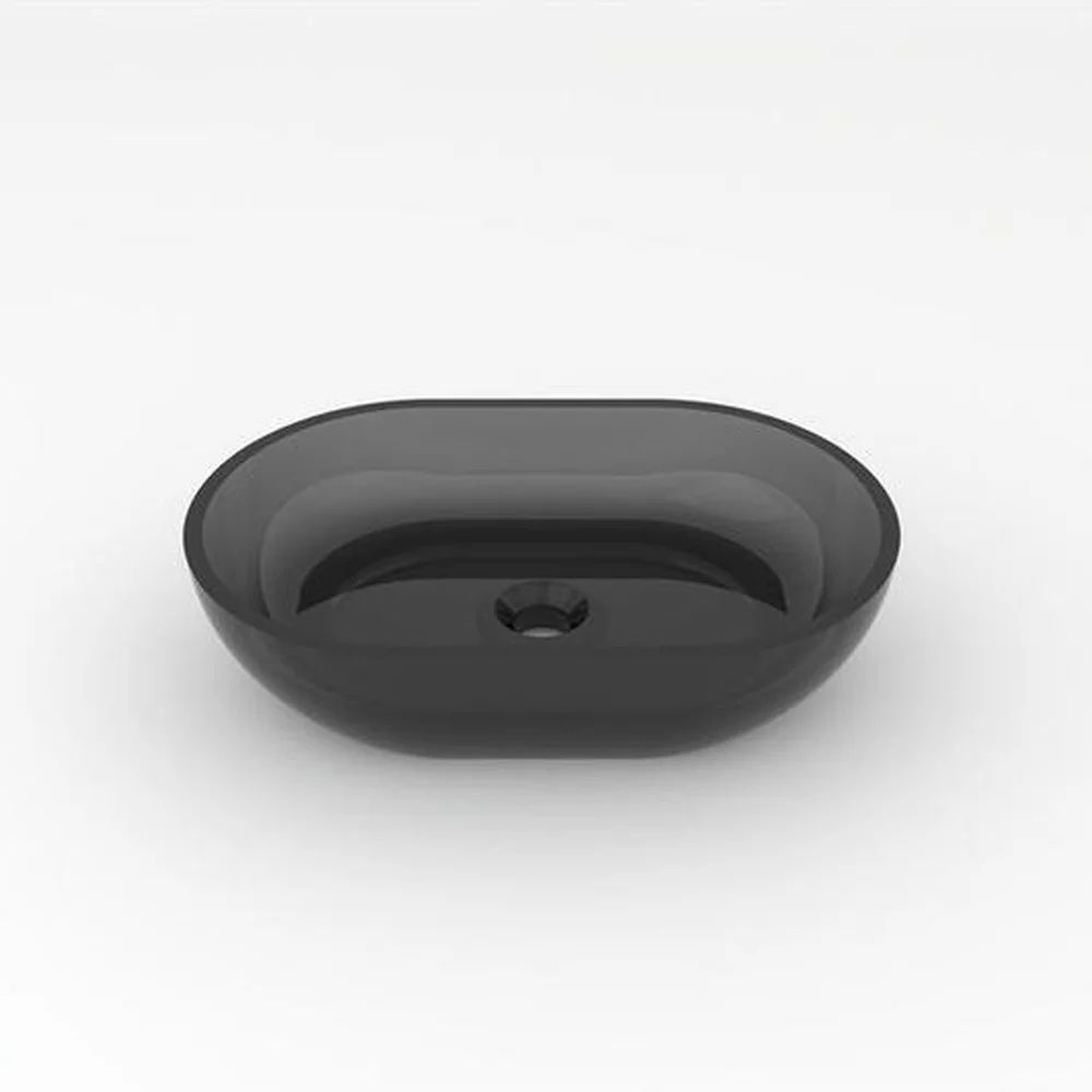 Lavoar pe blat Rune Mond oval 58 cm rasina transparenta - fumuriu
