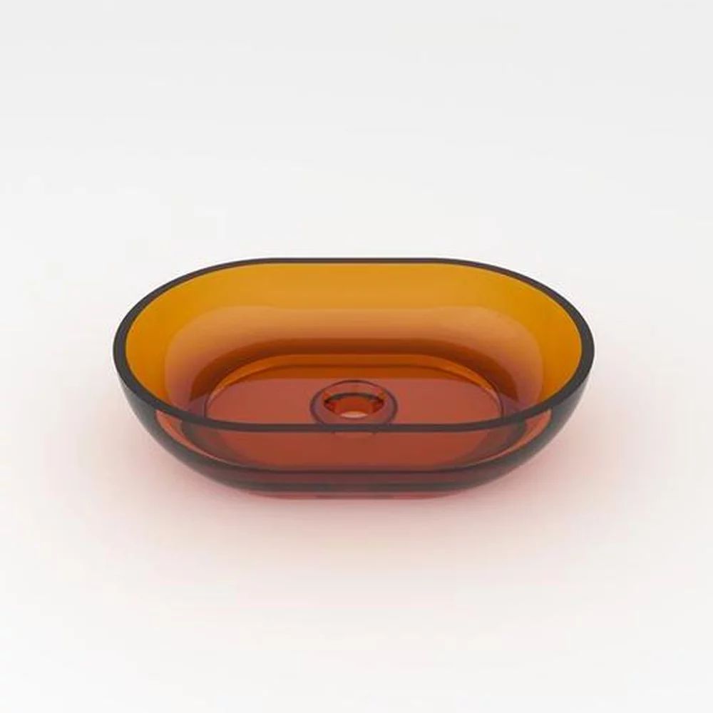 Lavoar pe blat Rune Mond oval 58 cm rasina transparenta maro-cupru