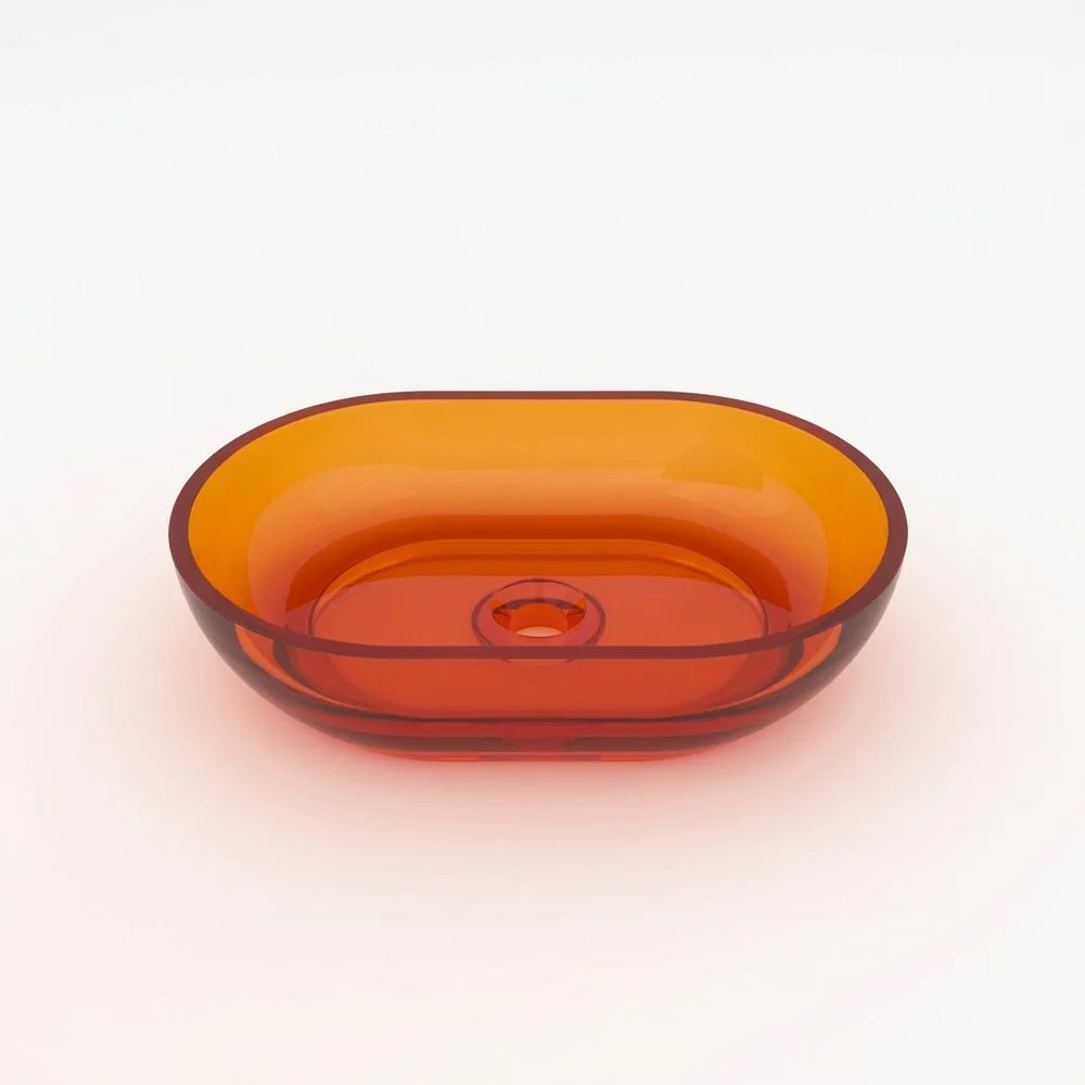Lavoar pe blat Rune Mond oval 58 cm rasina transparenta - portocaliu