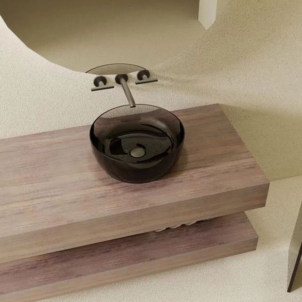 Lavoar pe blat Rune Mond rotund 40 cm rasina transparenta - fumuriu