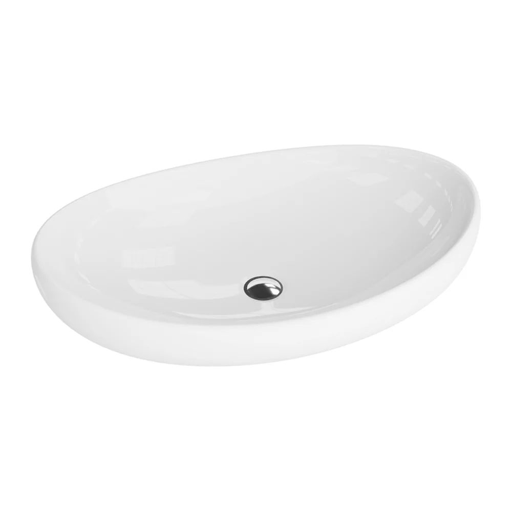 Lavoar pe blat Rune Rolf oval 60 cm alb lucios