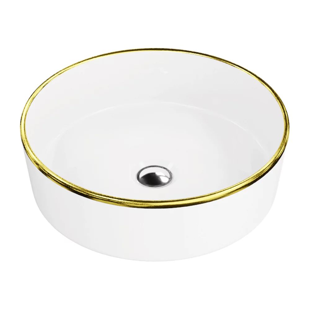 Lavoar pe blat Rune Thora rotund 37 cm alb-auriu lucios