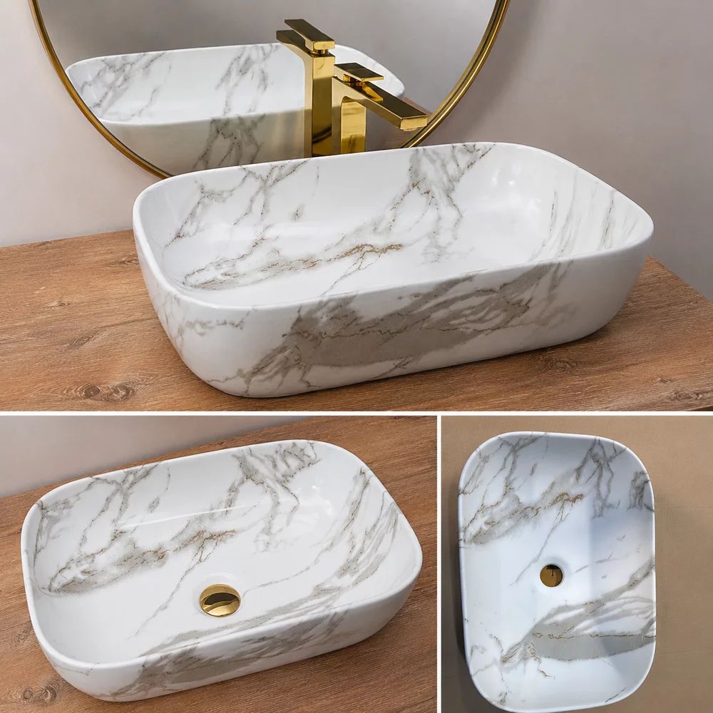Lavoar pe blat stil marmura Rune Magni 45.5 cm
