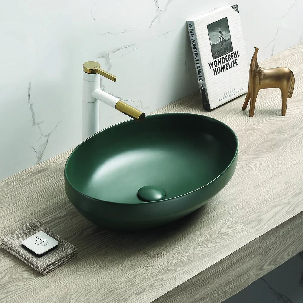 Lavoar pe blat verde mat Rune Sol 52.2 cm