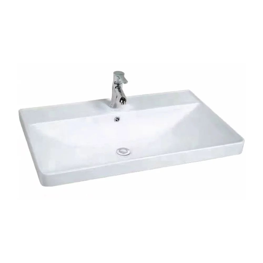Lavoar pe mobilier Inter Ceramic finisaj alb lucios 80 cm