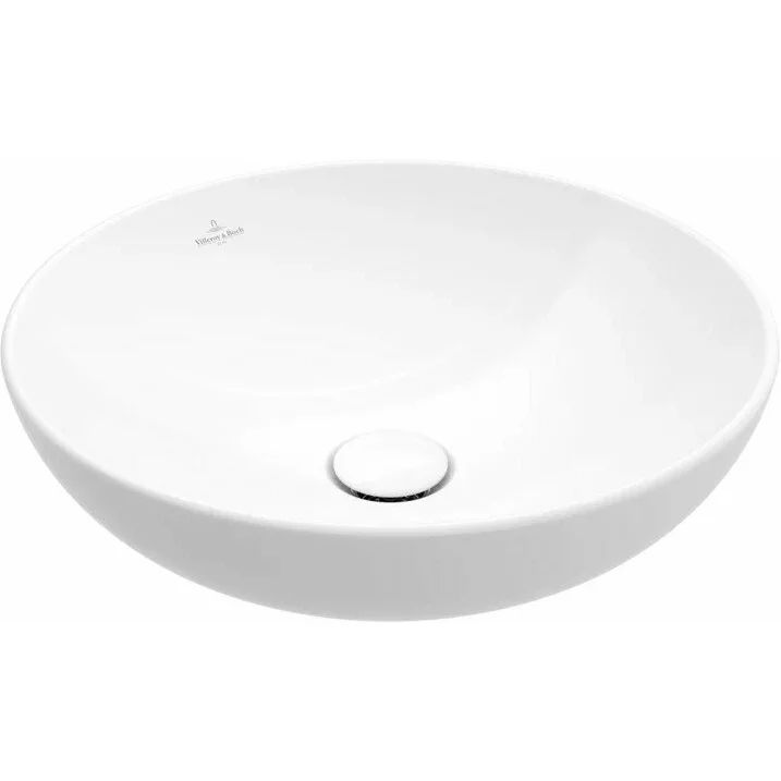 Lavoar rotund tip bol Villeroy&Boch Loop&Friends 38cm cu preaplin TitanCeram, montare pe blat, alb