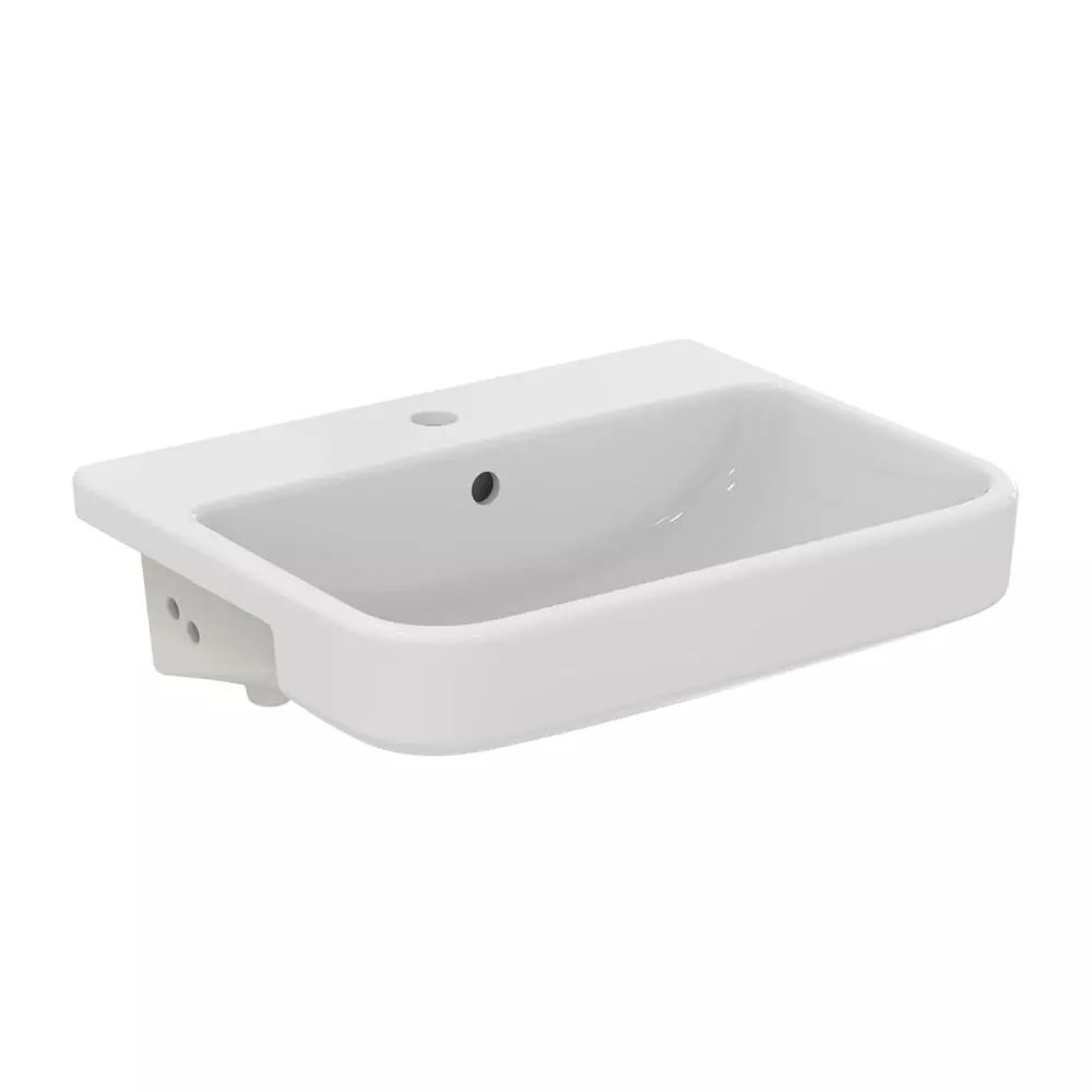 Lavoar semiincastrat Ideal Standard i.life B alb lucios 55 cm cu orificiu baterie si preaplin