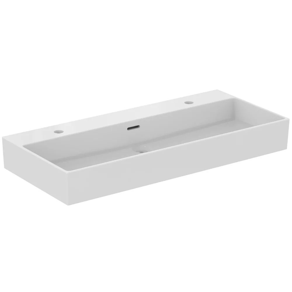 Lavoar suspendat Ideal Standard Atelier Extra alb lucios cu 2 orificii baterie si preaplin 100 cm montare pe mobilier