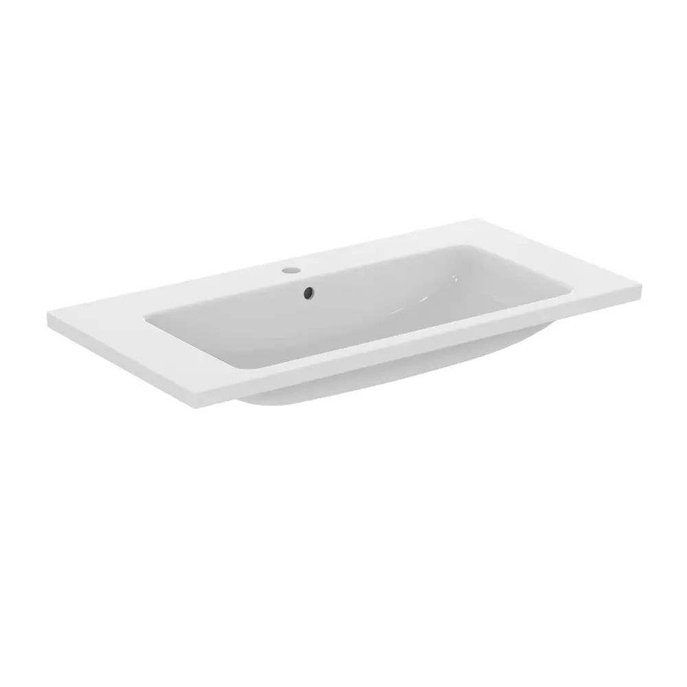 Lavoar suspendat Ideal Standard i.life B alb lucios 101 cm cu orificiu baterie si preaplin