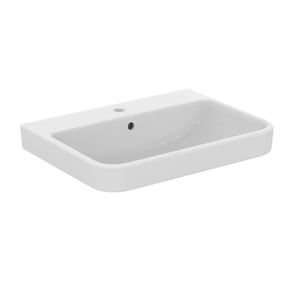 Lavoar suspendat Ideal Standard i.life B alb lucios 65 cm cu orificiu baterie si preaplin