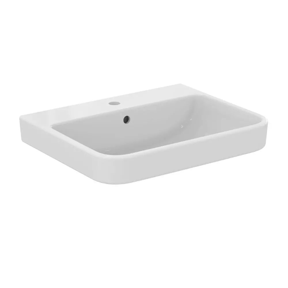 Lavoar suspendat Ideal Standard i.life B alb lucios SmartGuard 50 cm cu orificiu baterie si preaplin