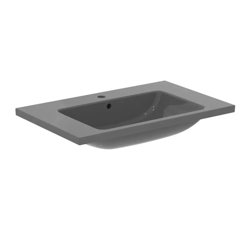 Lavoar suspendat Ideal Standard i.life B gri lucios 81 cm cu orificiu baterie si preaplin