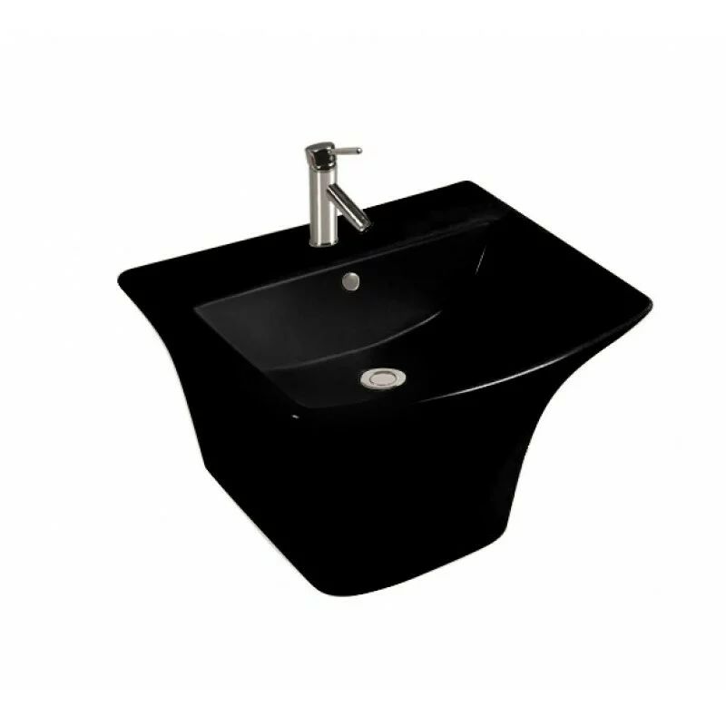 Lavoar suspendat Inter Ceramic dreptunghiular negru lucios 53.5 cm