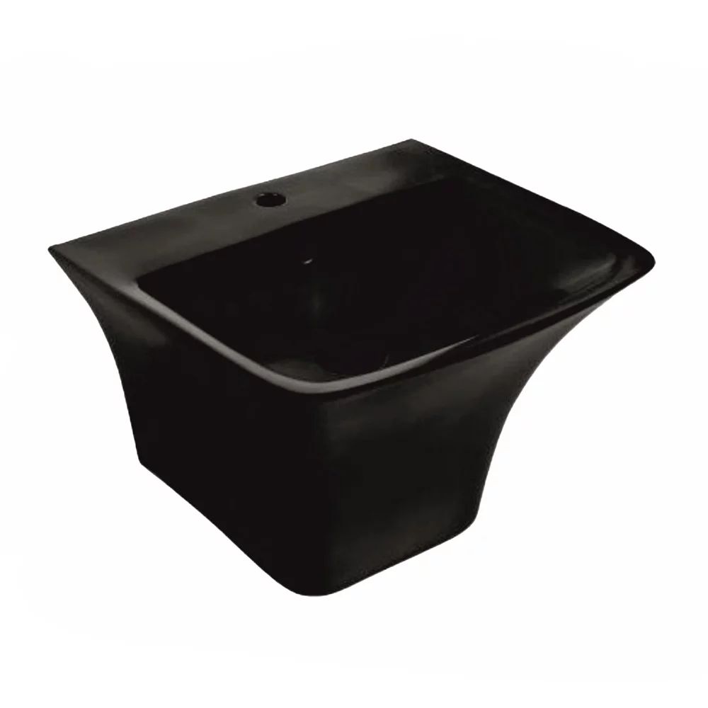 Lavoar suspendat Inter Ceramic dreptunghiular negru mat 53.5 cm