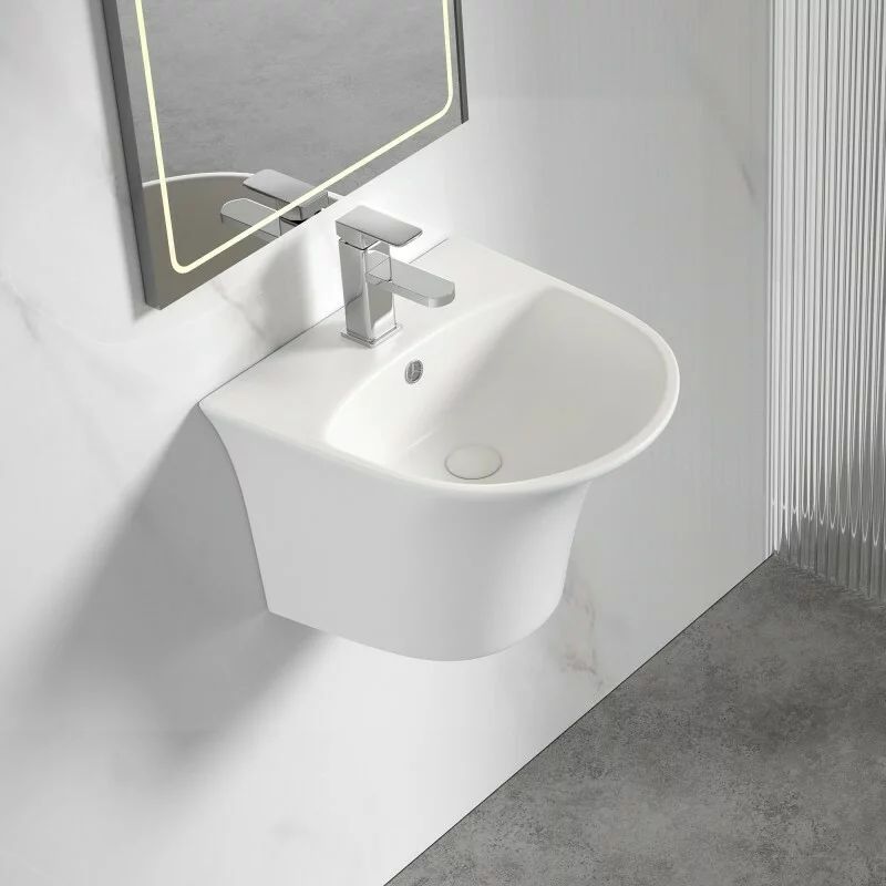 Lavoar suspendat Inter Ceramic oval alb lucios 48.5 cm