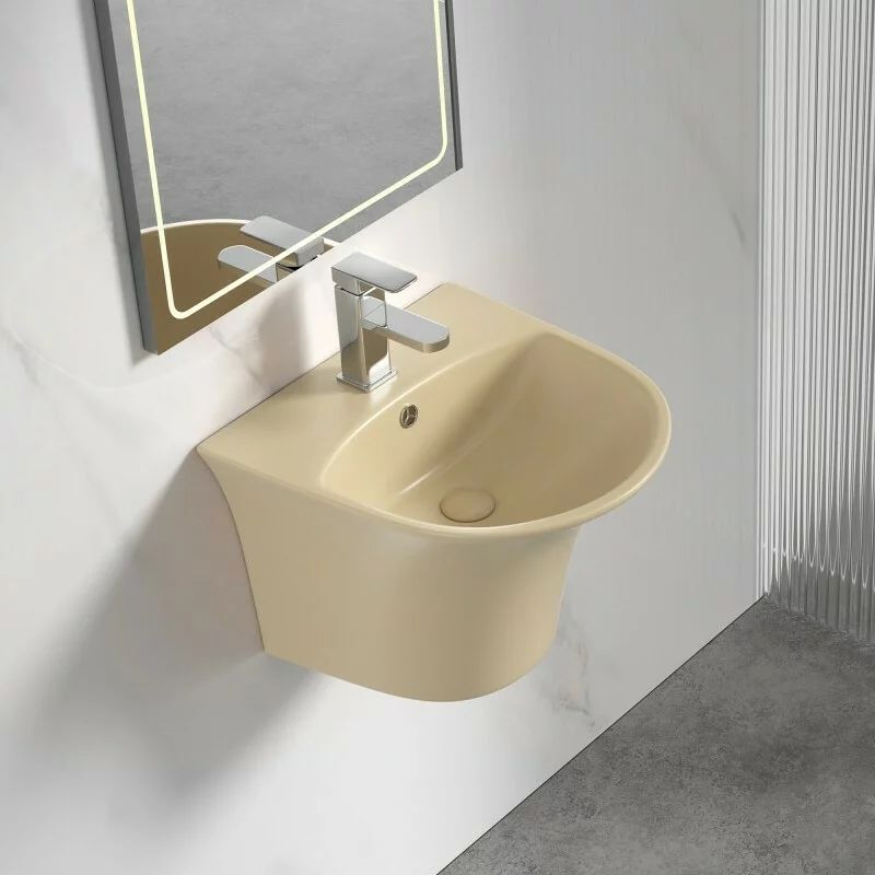 Lavoar suspendat Inter Ceramic oval bej mat 48.5 cm
