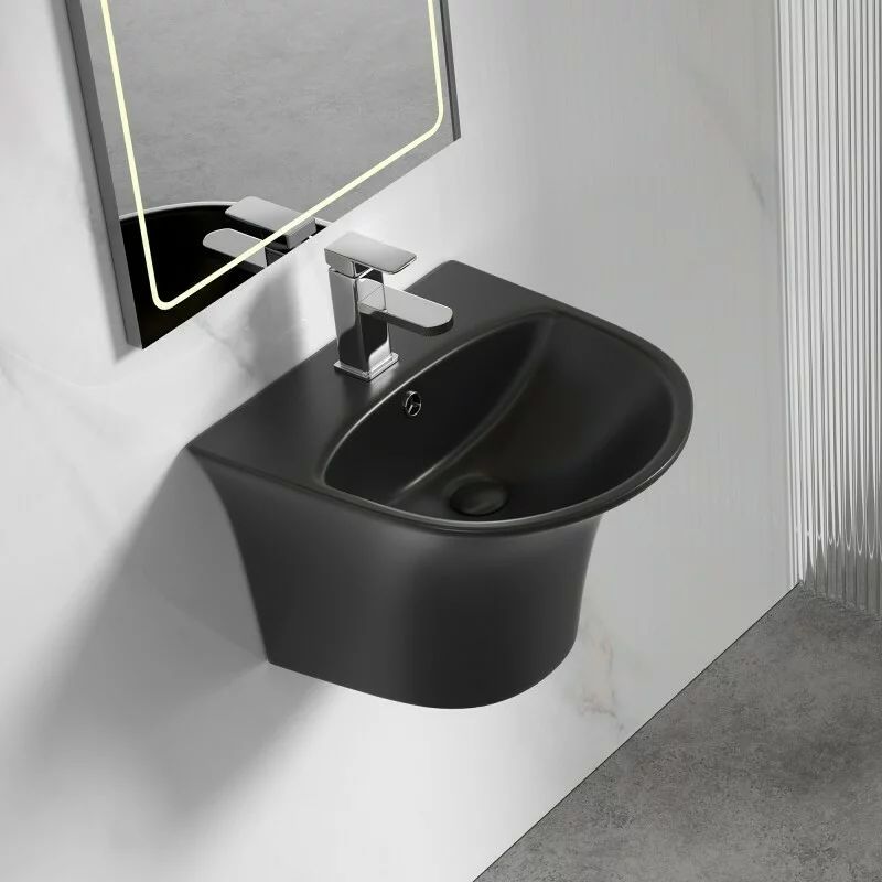Lavoar suspendat Inter Ceramic oval negru mat 48.5 cm