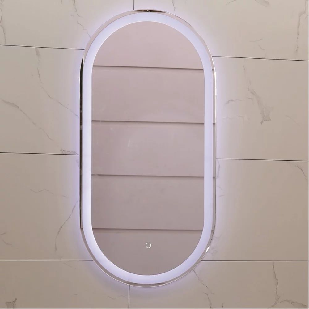 Oglinda cu iluminare LED cu functie dezaburire Inter Ceramic 40x80 cm ovala crom lucios