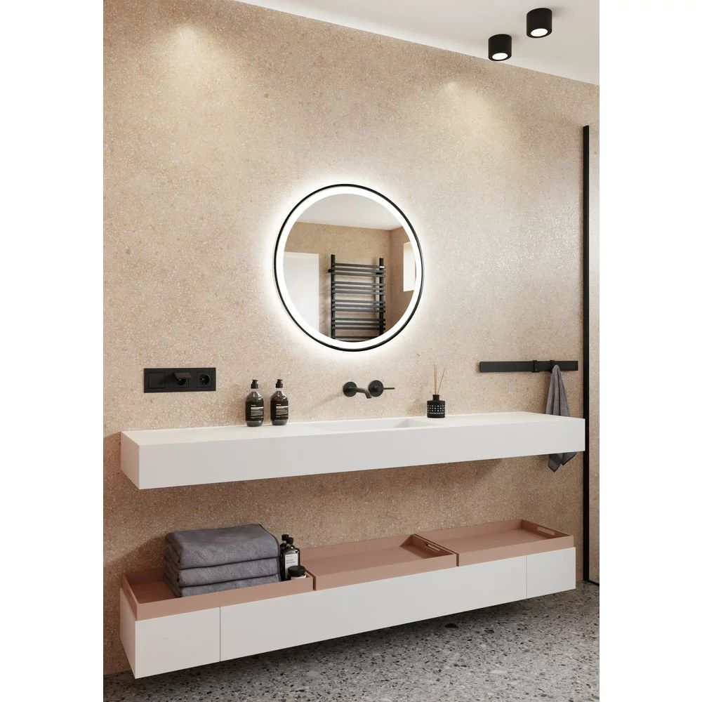 Oglinda cu iluminare led Dubiel Vitrum Holiday negru 70x70 cm