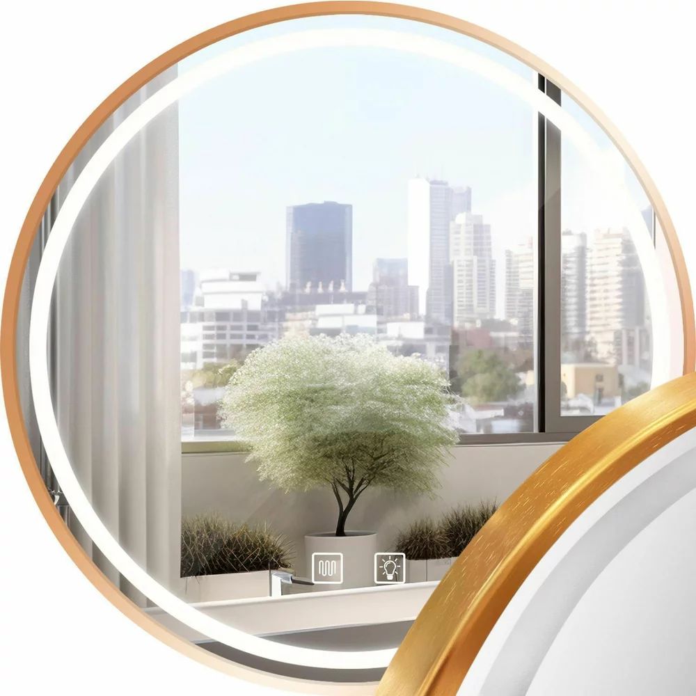 Oglinda cu iluminare Led Tutumi 90x90 cm MMJ brush gold