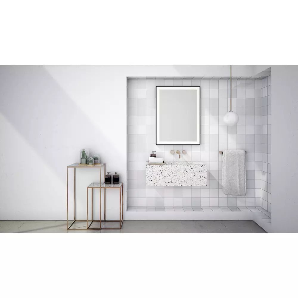 Oglinda reversibila dreptunghiulara LED Dubiel Vitrum Logan Black 75x120 cm