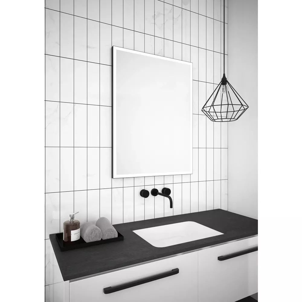 Oglinda reversibila dreptunghiulara LED Dubiel Vitrum Solid Black 60x80 cm