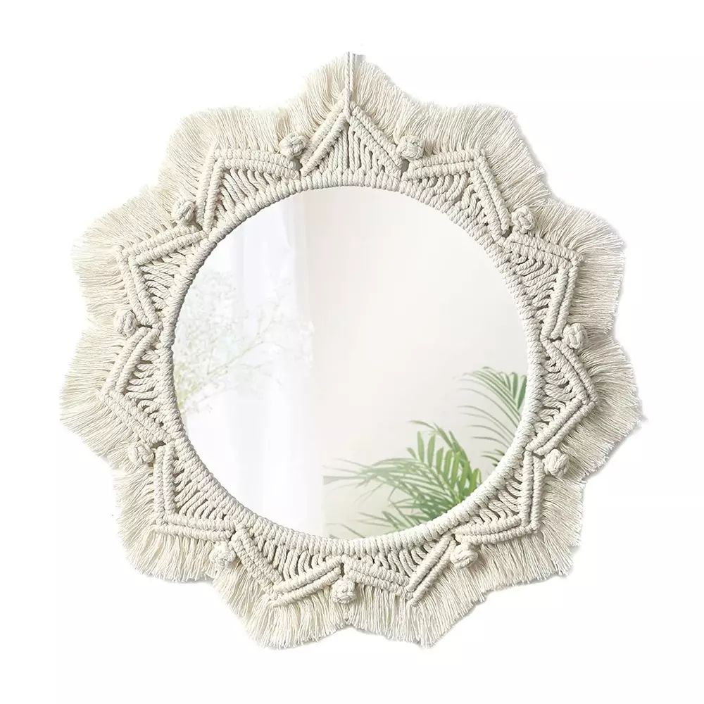 Oglinda rotunda Rea Boho 322047 bej 50 cm
