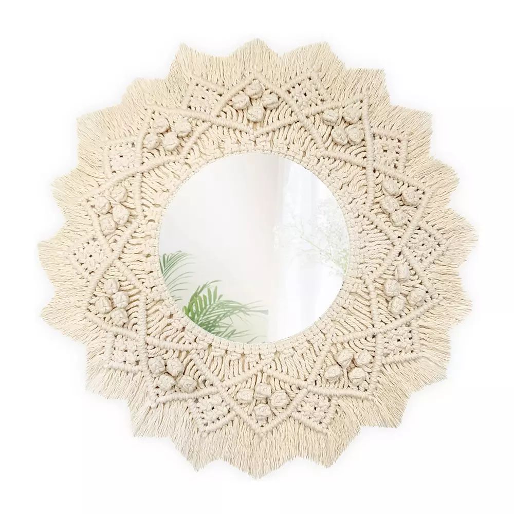 Oglinda rotunda Rea Boho 322049 bej 55 cm