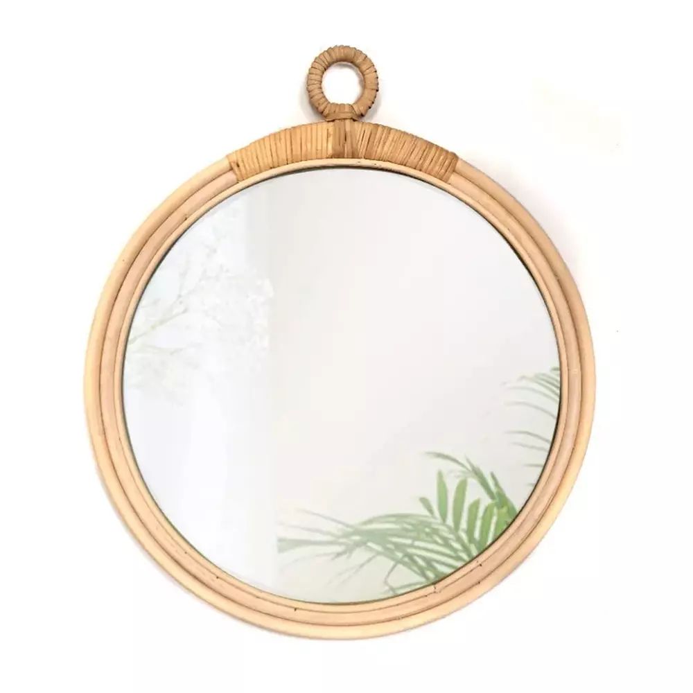 Oglinda rotunda Rea Boho 322052 rama lemn 40 cm