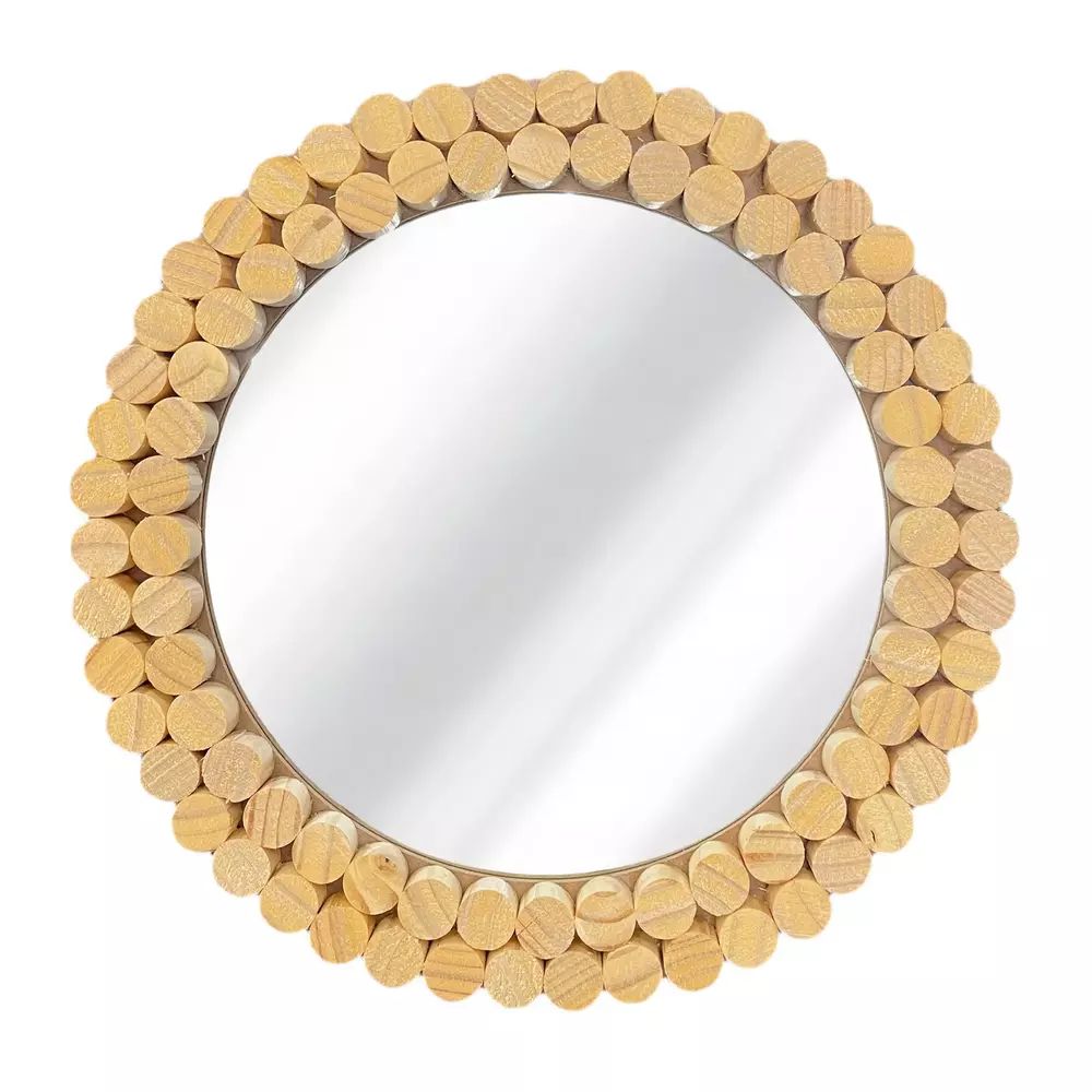Oglinda rotunda Rea Boho KLNA-MR01 rama lemn 36 cm