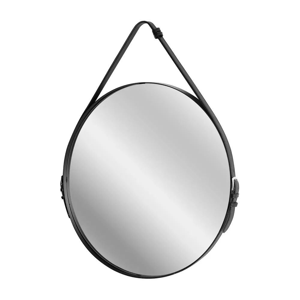 Oglinda rotunda Rea Loft TPJ-60B rama metalica cu curea neagra 60 cm