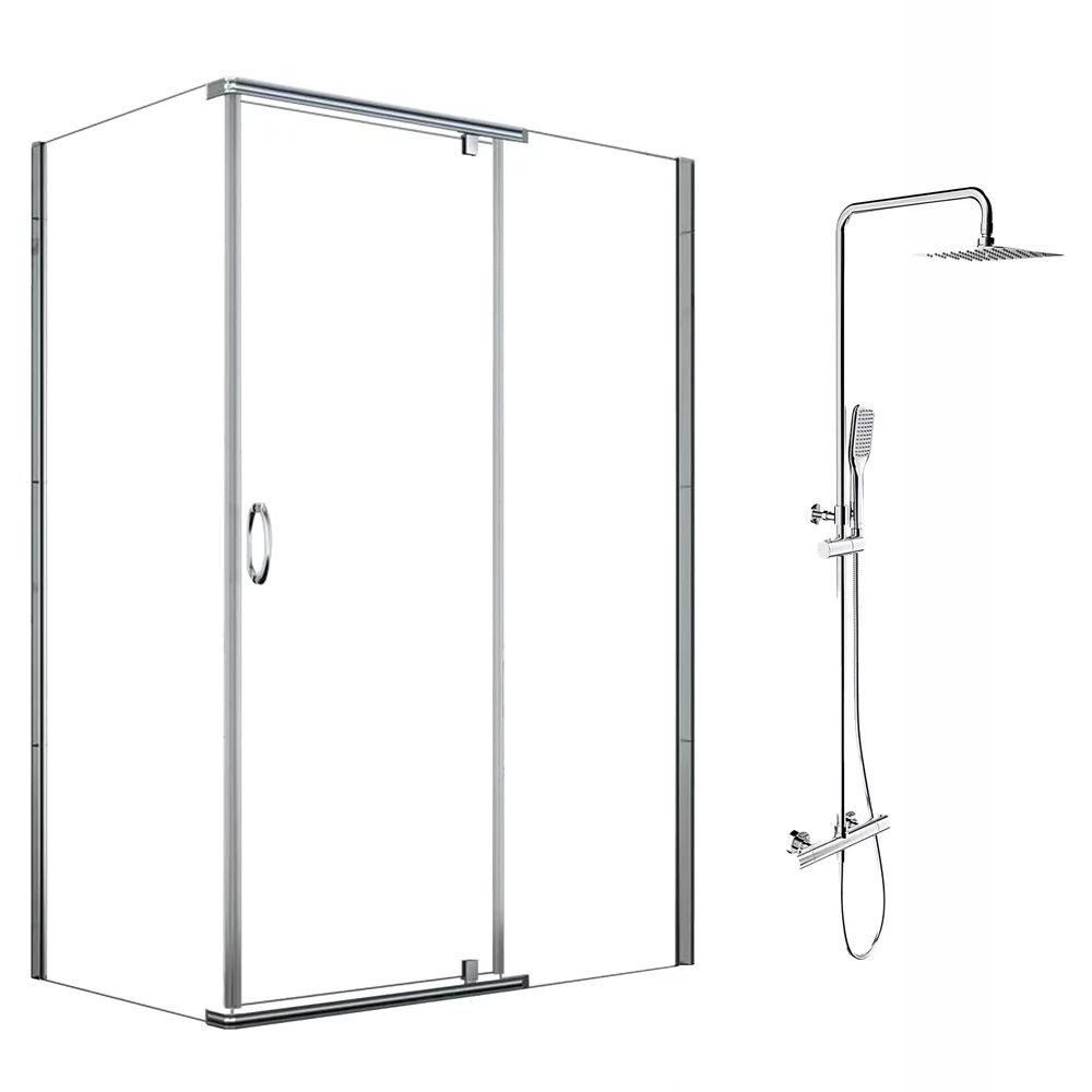 Pachet cabina de dus Mediaterraneo Catania crom 100x80 cm si coloana de dus OMNIRES Y crom