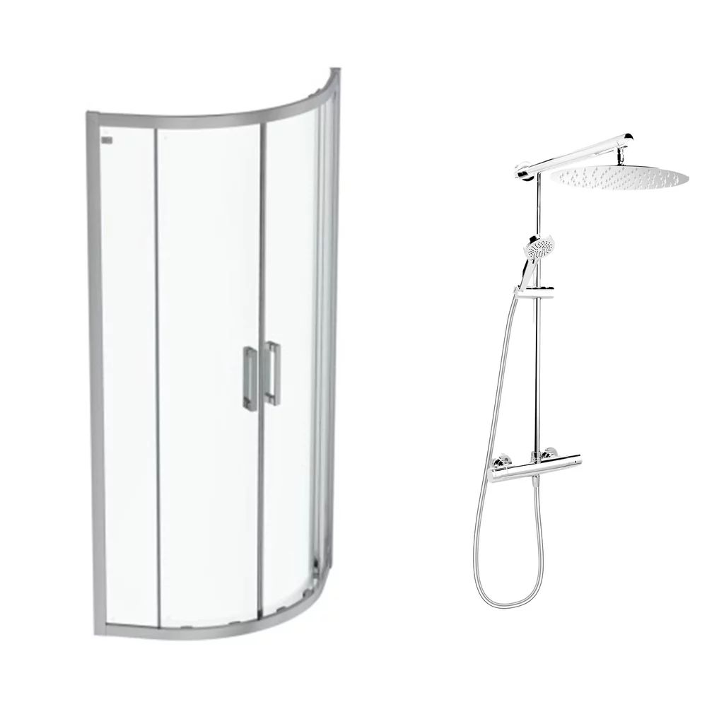 Pachet cabina de dus Ideal Standard Connect 2 crom 80x80 si coloana de dus FDesign Anima crom