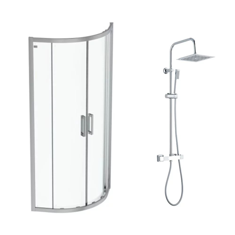 Pachet cabina de dus Ideal Standard Connect 2 crom 80x80 si coloana de dus Invena Svart crom