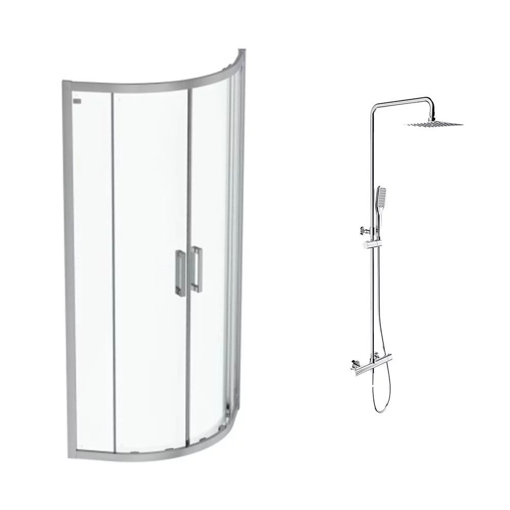 Pachet cabina de dus Ideal Standard Connect 2 crom 80x80 si coloana de dus OMNIRES Y crom