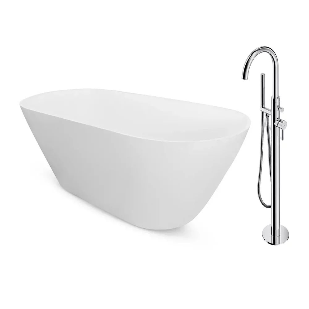 Pachet cada freestanding Besco Moya 170x72 cm alb si baterie cada Omnires Y crom